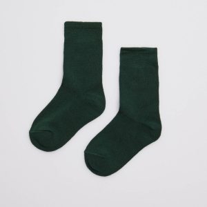 Meias infantis de algodão verde garrafa