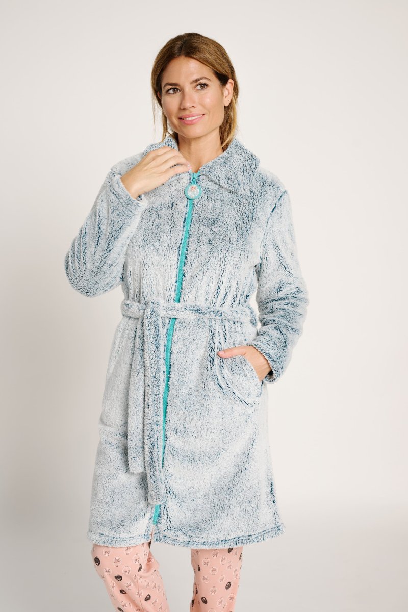 Vestido longo com efeito mosqueado e cinto | MUYDEMI - Image 2
