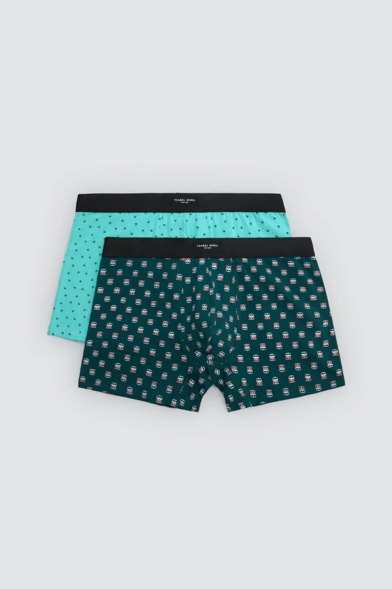 Conjunto de 2 cuecas boxer com estampas sortidas: caravana e palmeira. - Image 2