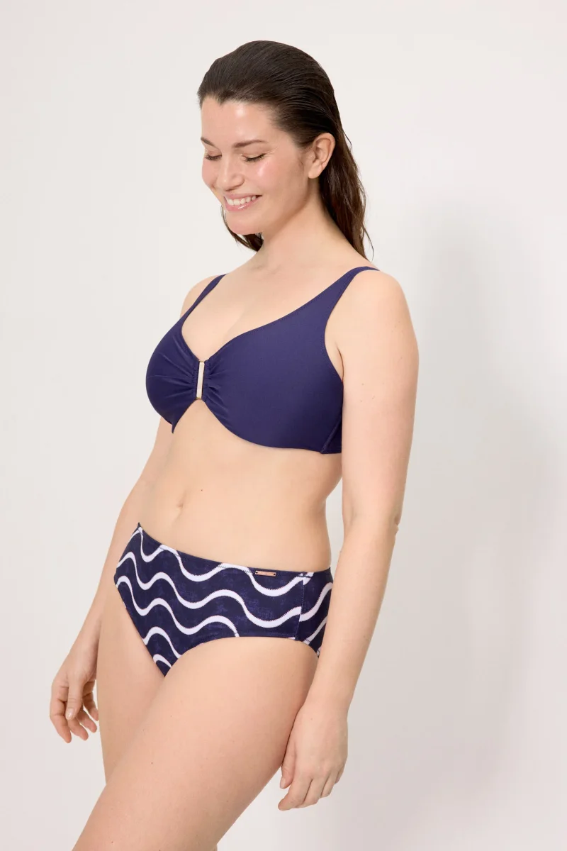 Top de biquíni azul-marinho com detalhe de fecho, tamanho D - Image 6